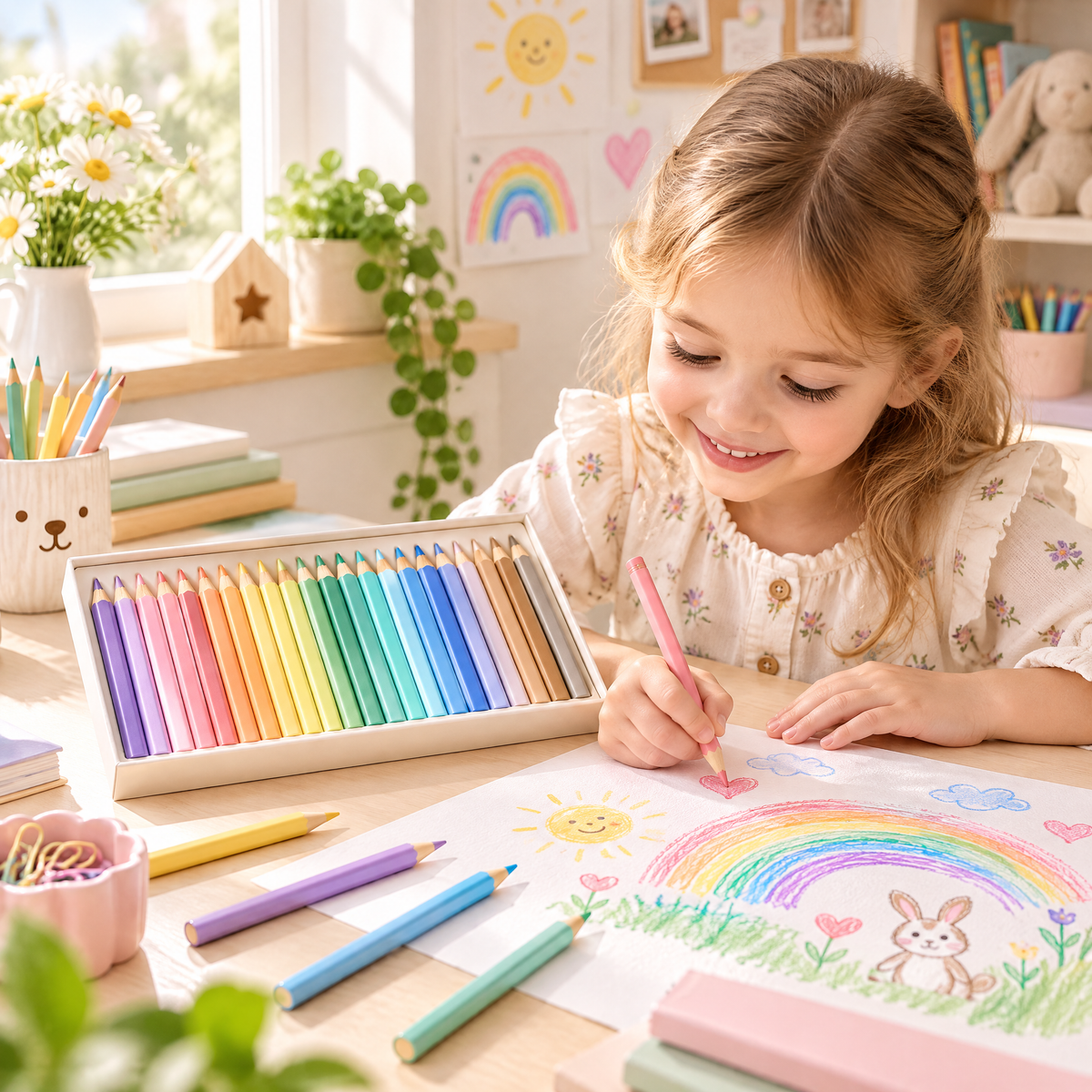 Pastel colored pencil assortment