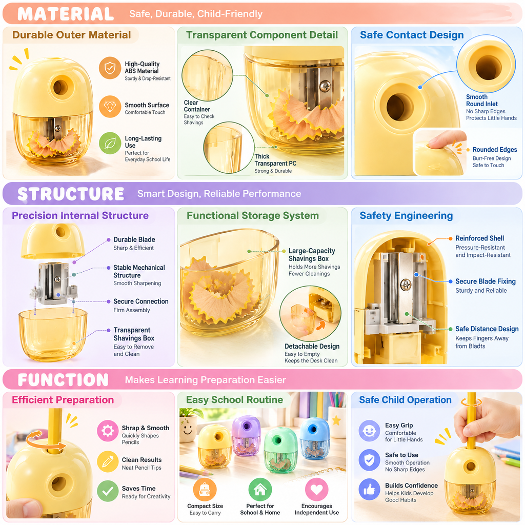 norvelmere™ Pastel Pencil Sharpener with Shavings Container