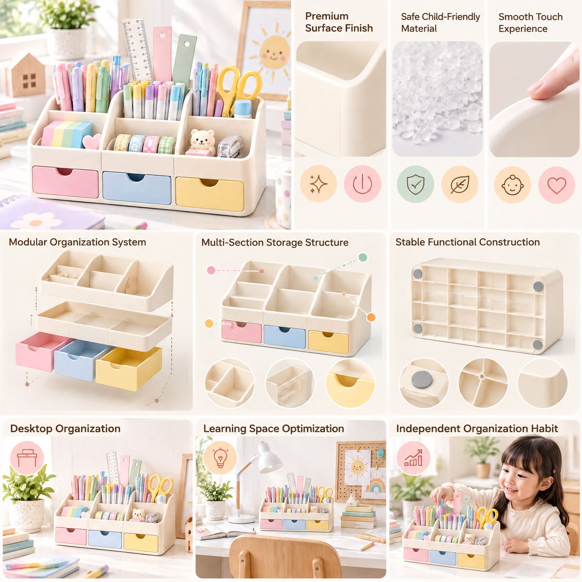 norvelmere™ Multi-Compartment Desk Organizer with Drawers