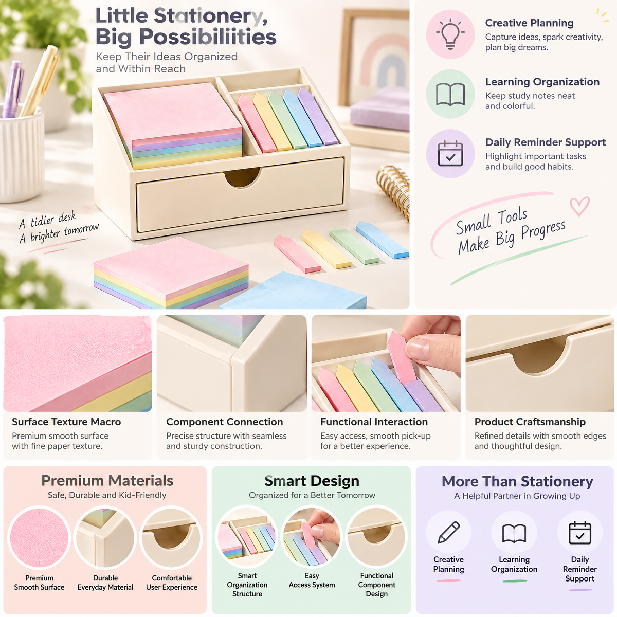 norvelmere™ Pastel Sticky Notes & Page Flags Set