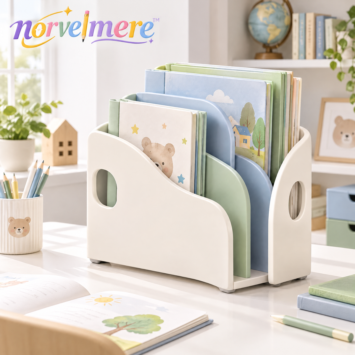 norvelmere™ Multi-Slot Desktop Book Organizer
